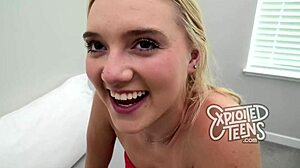 Watch This Leggy 18 Year Old Blonde Newbie Suck Cock With Passion