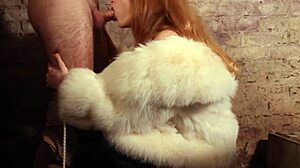 tied up redhead in leather gets rough fucked and creampied 😩