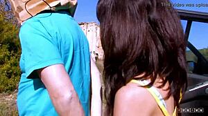 young brunette anal public