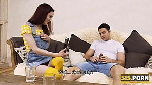 Guy Wins Bet and Drills Stepsister's Tight Pussy Hard