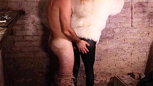 tied up redhead in leather gets rough fucked and creampied 😩