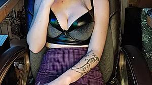 Mature asian whore strips naked and smokes cigarette seductively