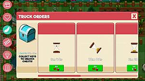 Nutaku booty farm hentai game features young brunette lesbian milf in anal creampie close-up country style