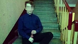 dude, caught jerking off on stairs after school!