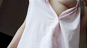 Milf in white panties flashes tits and pussy by window