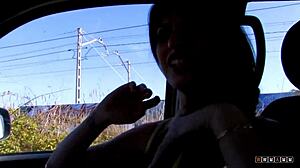 young brunette anal public