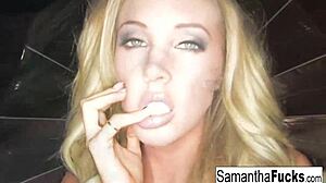 samantha teases with her blonde looks and big smile in solo scene