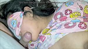 cute latina friend wakes shaved petite for doggystyle creampie