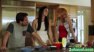 Milf enjoys a kitchen moment with licking