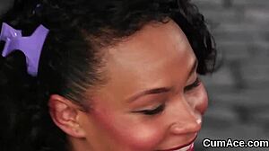 Watch this beauty swallow all that cum load!