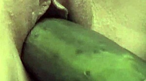 Girlfriend Cums Hard After Fucking Cucumber! What a Wild Orgasm Show!