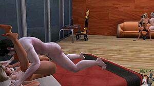 Wild lesbian orgy with anal