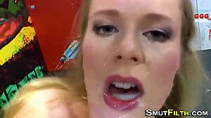 Euro sluts drip from blowbang facials