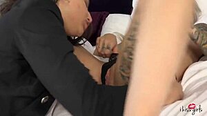 abella danger sucks sammie six's feet while scissoring.