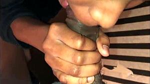 Slim Jim Sucks Big Black Cock Till Jaws Swell With Handjob