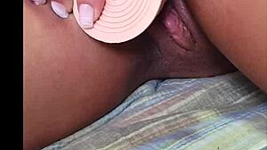 Blonde beauty reaches intense climax with favorite toy