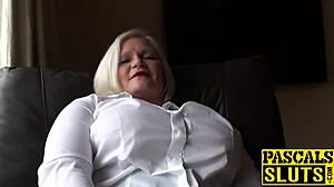 Mature blonde Lacey craving Pascal's cock with toys and stockings. Can't wait to feel it!