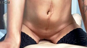 she rides reverse cowgirl in stockings, cum on boobs pov