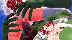 Bruid Ricca neemt grote orc in 4K 3D hentai spel!