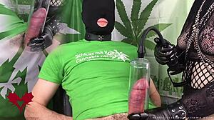 Goth milf, got those black latex gloves on for handjob!