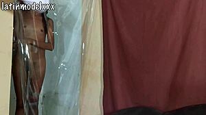 My skinny Latina model slips into a sexy costume after a steamy shower. Gotta see this!