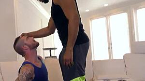 Gay newbie intensely jizzed after sucking!