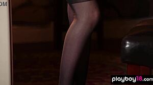 カリッサ・ホワイトが豪華な黒ランジェリーを脱ぐ