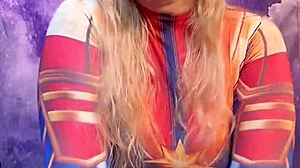 Captain Marvel says, 'Ride that ebony dildo'