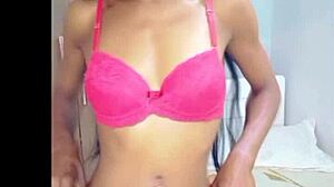 Slim girl sensually masturbates alone