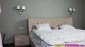 Small tits nubile pale babe gets facial after doggystyle