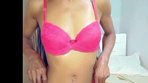 Slim girl sensually masturbates alone