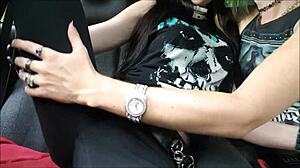 Goth hitchhiker trades wild suck for daring ride