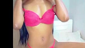 Slim girl sensually masturbates alone