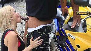 nadia white hops off bike to deepthroat don whoe's thick rod! 🔥💦