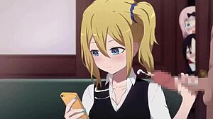 Hayasaka Ai gives intense handjob in hentai anime, leading to cum