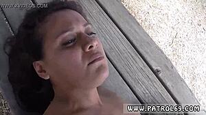 border patrol agent encounters female cop and civilian in outdoor setting with natural brunette teen 18+