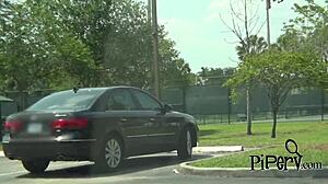 Ebony Brunette Rides White Cock