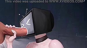 TV woman sucks cameraman's monster cock in Skibidi Toilet hentai loop