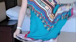 Maria shakes her huge natural boobs