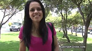 Latina amateur feels excited showing her big tits before getting bent over