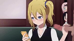 Hayasaka Ai gives intense handjob in hentai anime, leading to cum