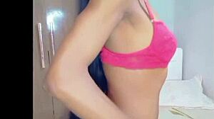 Slim girl sensually masturbates alone