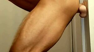 Ivory White enjoys anal play with dildo in warm shower.