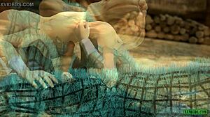 Blonde uses toys in 3D fantasy sex