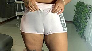 Tight Cameltoe Big Ass Latina Filmed in New Shorts
