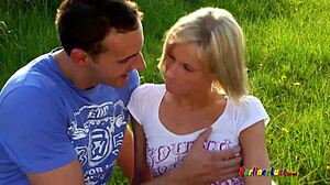 blonde german teen with small tits outdoors