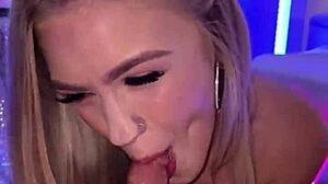 Stunning busty blonde performs her first porn in various positions