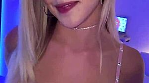 Stunning busty blonde performs her first porn in various positions