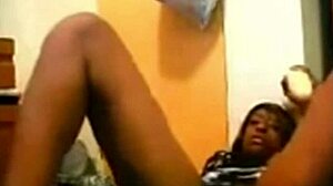 Oh, Watch This Ebony Masturbate with Huge Dildo to Orgasm!