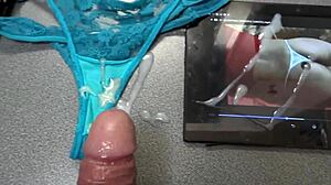 Watch big cumshots on wife's and stepsisters' used panties!